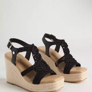 Torrid Square Toe Macrame Wedge Sandals